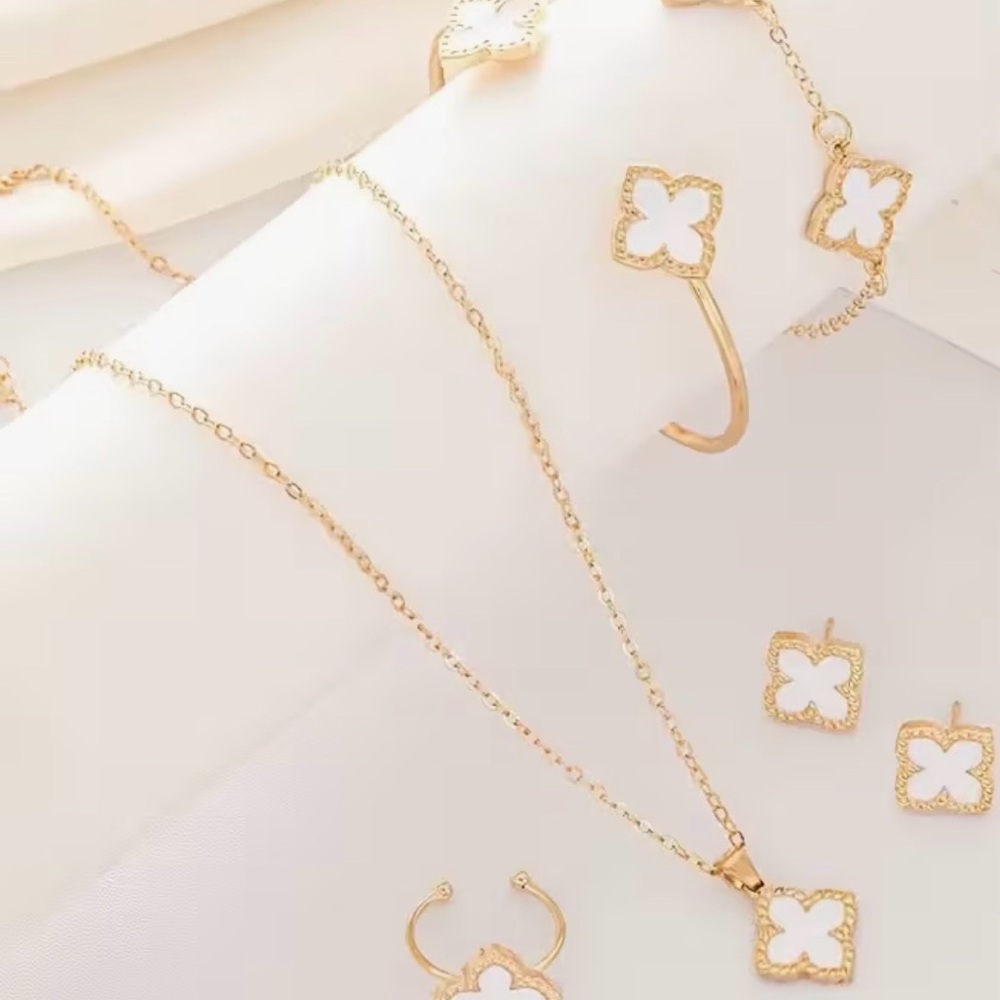 Elegant Gold and White Jewelry Set